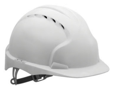 JSP The All-New EVO2 Vented White Safety Helmet - One Touch Slip Ratchet Harness