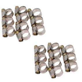 Jubilee Hose Pipe Clamps Clips Air Water Fuel Gas 20pc Stainless Steel 8 - 12mm