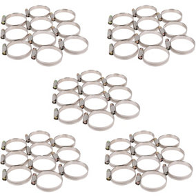 Jubilee Hose Pipe Clamps Clips Air Water Fuel Gas 50pc Stainless Steel 25 to 40mm