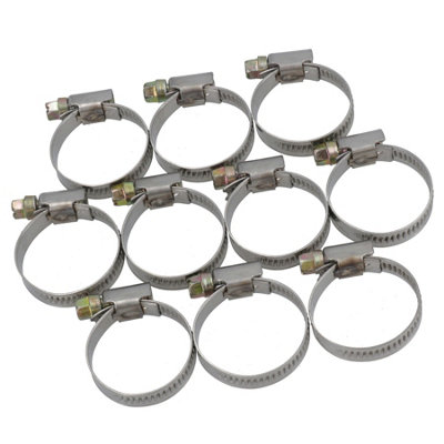 Jubilee Hose Pipe Clamps / Clips For Air Water Fuel Gas 20mm to 32mm 10 Pack