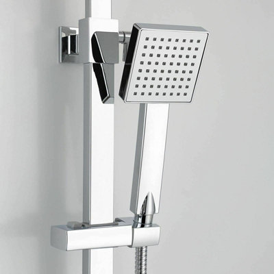 Judeth Bathroom Thermostatic Exposed Shower Mixer Twin Head Cool Touch Bar Set - 3