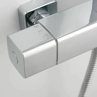 Judeth Bathroom Thermostatic Exposed Shower Mixer Twin Head Cool Touch Bar Set - 5