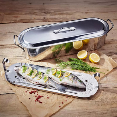 Judge 45cm Stainless Steel Fish Poacher 7.3L Hob & Oven Safe ...