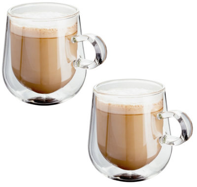 Judge Double Walled Glass Latte Cups with Handle, Set of 2