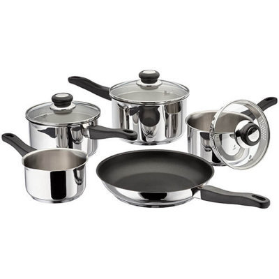 Judge J3C1A Vista Draining 5 Piece Saucepan Set, Stainless Steel