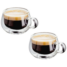 Judge JDG25 Double Walled Glass Small Coffee Cups with Handle, Set of 2