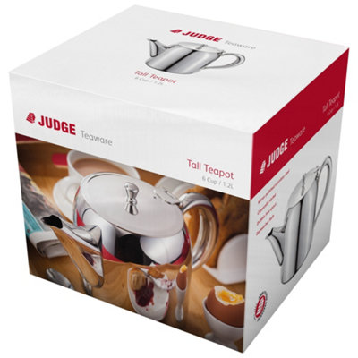 Judge Stainless Steel Traditional Tall Teapot 1.2L / 6 Cup - Silver