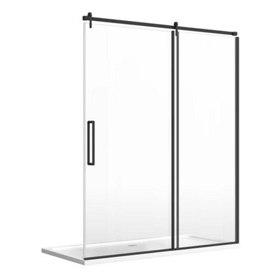 Jules Black Sliding Shower Door (W)1500mm | DIY at B&Q