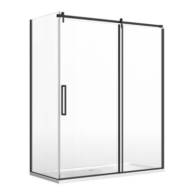 Jules Black Sliding Shower Door (W)1500mm