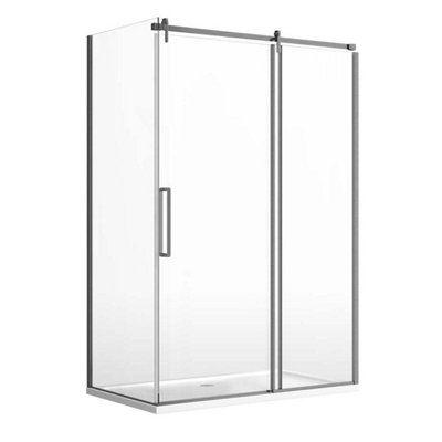 Jules Gun Grey Sliding Shower Door (W)1400mm
