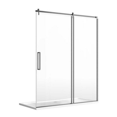 Jules Gun Grey Sliding Shower Door (W)1600mm