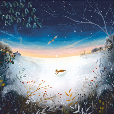 Julia Crossland A Winter Dawn Print Blue/White (40cm x 40cm)