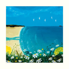 Julia Crossland Beach Print Blue/Green/Beige (40cm x 40cm)