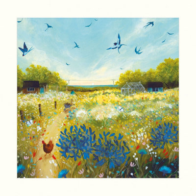 Julia Crossland Meadow Print Green (40cm x 40cm)