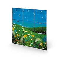 Julia Crossland Summer Cottage Wood Plaque Green/Blue/White (30cm x 30cm)