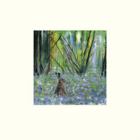 Julia Pankhurst Spring Hare Print Green/Brown/Blue (30cm x 30cm)