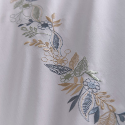 Julianna Embroidery 100% Cotton Embroidered Floral White Duvet Cover Set