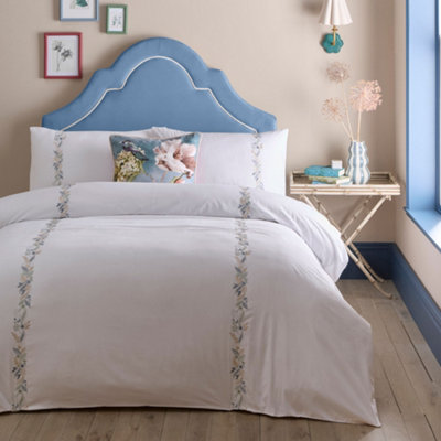 Julianna Embroidery 100% Cotton Embroidered Floral White Duvet Cover Set