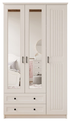 JULIET 3 Door 2 Drawer Mirrored White Wardrobe