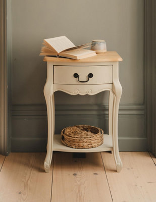 Juliette Champagne Shabby Chic 1 Drawer Shabby Chic Bedside Table