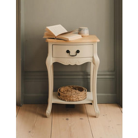 Juliette Champagne Shabby Chic 1 Drawer Shabby Chic Bedside Table