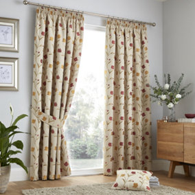Juliette Floral Jacquard Fully Lined Pair of Pencil Pleat Curtains