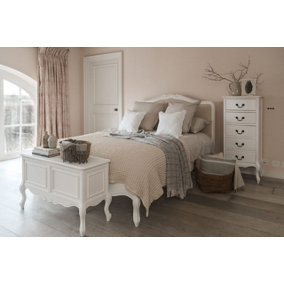Juliette French Style 6ft Super King Bed with Upholstered Headboard - White