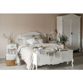 Juliette French Style 6ft Super King Bed with Wooden Headboard - White