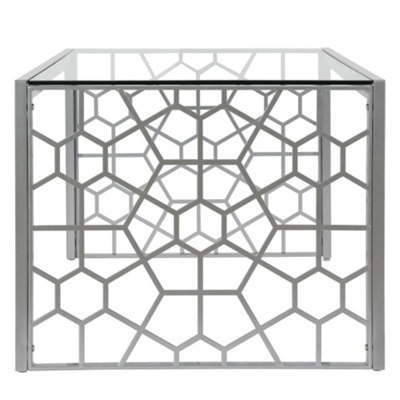 Juliette Glass Top C. Table Silver Temp. Glass