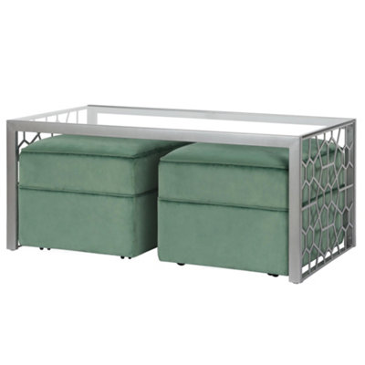 Juliette Glass Top C. Table Silver Temp. Glass