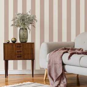 Juliette Stripe Textured Vinyl Wallpaper Pink Fine Decor FD43456