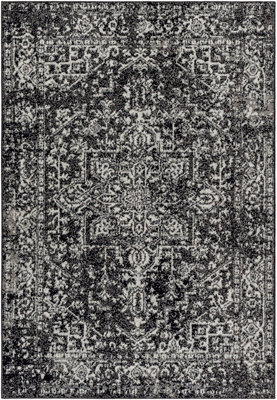 JULIETTE Vintage Traditional Oriental Boho Black Area Rug 120 x 170 cm