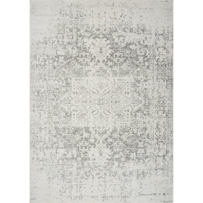 JULIETTE Vintage Traditional Oriental Boho Grey/White Area Rug 160 x 220 cm