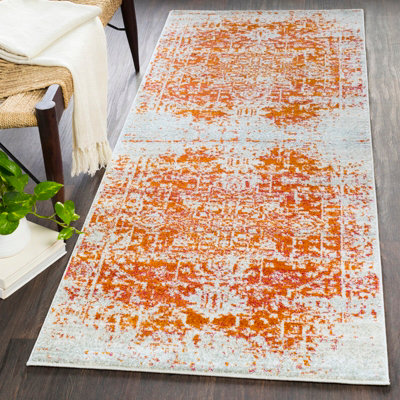 JULIETTE Vintage Traditional Oriental Boho Orange Runner Rug 80 x 220 cm