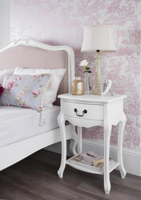 Juliette White Shabby Chic 1 Drawer Bedside Table