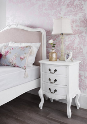 Juliette White Shabby Chic 3 Drawer Shabby Chic Bedside Table