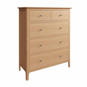 Jumbo 2 Over 3 Chest of Drawers - Plywood/Pine/MDF - L100 x W42 x H120 cm - Light Oak