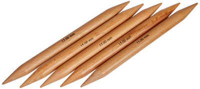 Jumbo Birch: Knitting Pins: Double-Ended: Set of Five: 20cm x 20.00mm