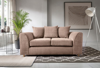 Jumbo Brown Cord 2 Seater Sofa for Living Room with Thick Luxury Deep Filled Cushioning