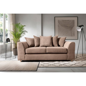 Jumbo Brown Cord 3 Seater Sofa for Living Room with Thick Luxury Deep Filled Cushioning