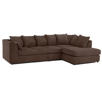 Jumbo Cord 5 Seater L-Shaped Corner Sofa, Right Hand Facing, Large ...