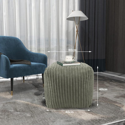 Jumbo Corduroy Cube Pouffe Bean Bag - Prefilled Footstool & Ottoman For Living Room, Bedroom | Portable, Washable & Multi-Use
