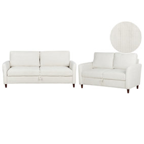 Jumbo Cord Living Room Sofa Set White MARE