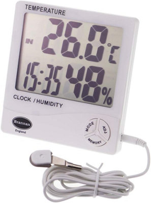 Jumbo Digital Max Min Thermometer and Hygrometer with Clock Indoor Outdoor