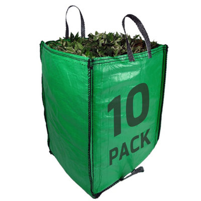 JUMBO Garden Waste Bags 272 Litre - PREMIUM GRADE - 10 PACK - Industrial Fabric and Handles - Heavy Duty Garden/Green Waste Sacks