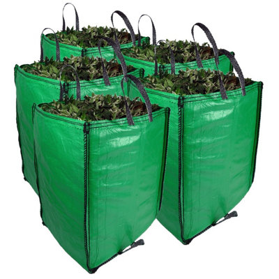 JUMBO Garden Waste Bags 272 Litre - PREMIUM GRADE - Industrial Fabric and Handles - Heavy Duty Garden/Green Waste Sacks (5 Bags)