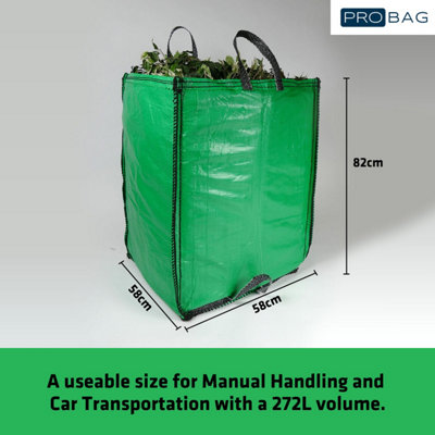 JUMBO Garden Waste Bags 272 Litre - PREMIUM GRADE - Industrial Fabric and Handles - Heavy Duty Garden/Green Waste Sacks (5 Bags)