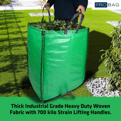 JUMBO Garden Waste Bags 272 Litre - PREMIUM GRADE - Industrial Fabric and Handles - Heavy Duty Garden/Green Waste Sacks (5 Bags)