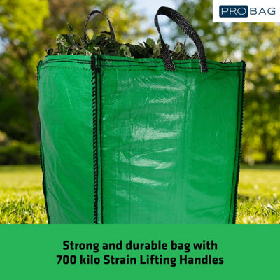 JUMBO Garden Waste Bags 272 Litre - PREMIUM GRADE - Industrial Fabric and Handles - Heavy Duty Garden/Green Waste Sacks (5 Bags)