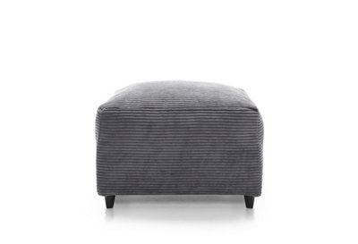 Jumbo Grey Cord Footstool with Thick Luxury Deep Filled Cushioning